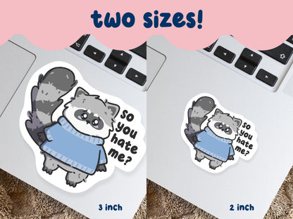 So You Hate Me? Sad Raccoon Sticker