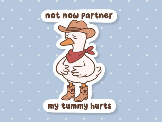 Not Now Partner My Tummy Hurts Sticker