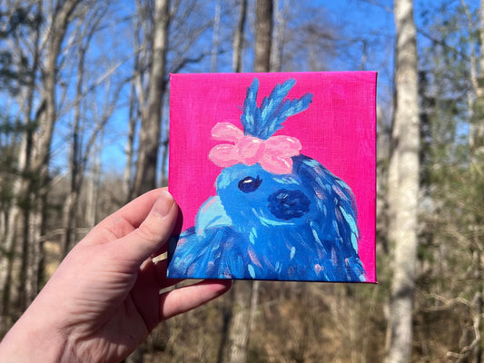 ORIGINAL Girly Blue Bird Acrylic Painting