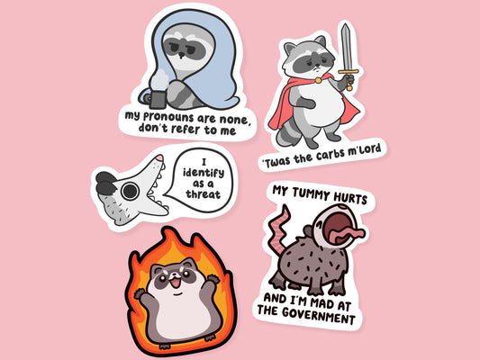 Cute Raccoon & Opposum Sticker Bundle