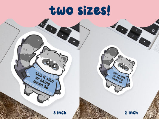 This Is Who Your Being Mean To Sad Raccoon Sticker